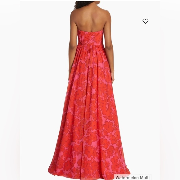 Badgley Mischka Elegant Strapless Floral Dress in Red and Pink size 12 - Picture 5 of 14